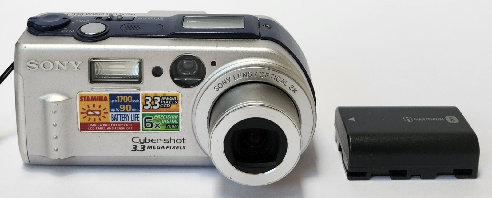 Sony Cyber-Shot DSC-P1 3.3MP Silver Digital Camera Untested with Battery