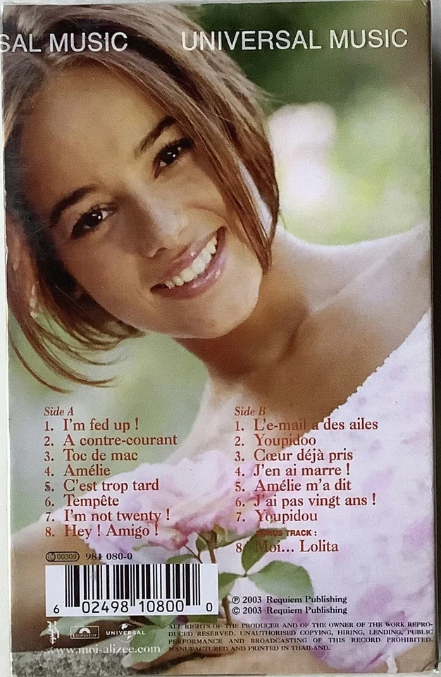 Alizée Mes Courants Electriques... Original Thai Edition Cassette Seal Foto 2 de 3