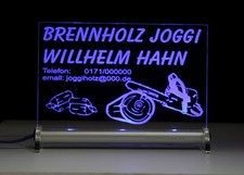 Brennholz LED Leuchtschild -Text nach Wunsch möglich Kaminholz Stamm- Scheitholz
