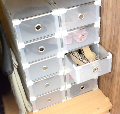 x10 Periea Klar Kunststoff Schuh Aufbewahrungsboxen Stabile Schubladen Stapelbar Organizer
