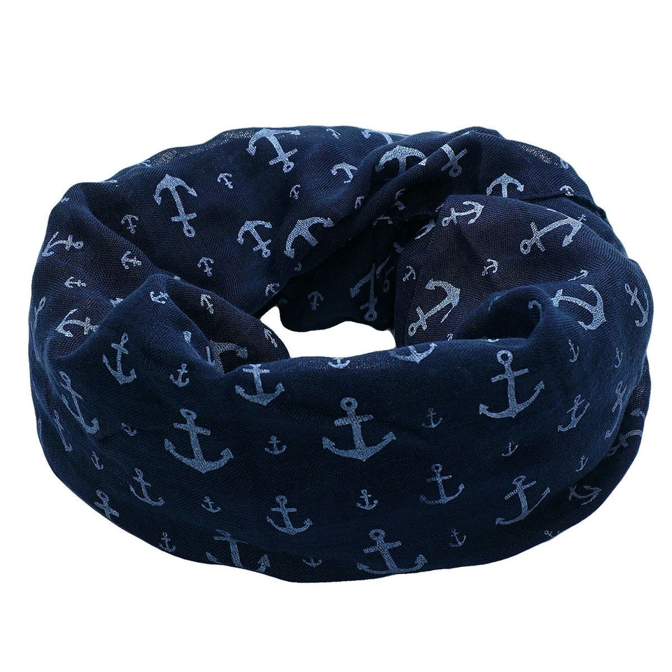 Écharpe Boucle Enfant Design Ancre Maritime Bleu Foncé Garçons Et Filles - Photo 2/4