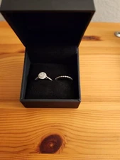 Zales  1/3 CT. T.W. Multi-Diamond Frame Bridal Set in Sterling Silver