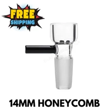 Bong Bowl Slide 14MM Glass Bowl With Screen Black Honeycomb Star For Water Pipe
