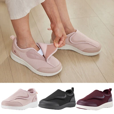 FitVille Damen Weit Senioren Hausschuhe Klettverschluss Gesundheitsschuhe Bequem