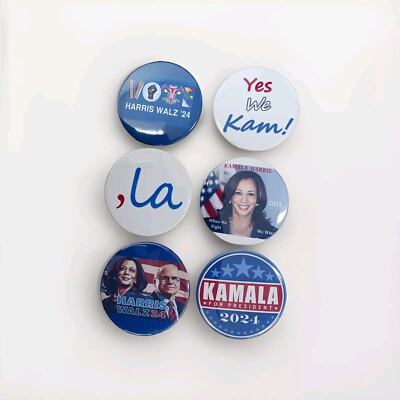 Kamala Harris 2024 Presidential Campaign 3'' Pinback Buttons  6/$18 Free Shipping