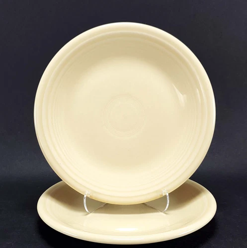 2 Fiestaware Ivory Pastel Yellow Dessert Salad Plates Retired Color 7 1/4"
