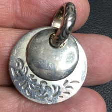 5792 SILPADA Sterling silver 925 Etched double disc Pendant 11 grams