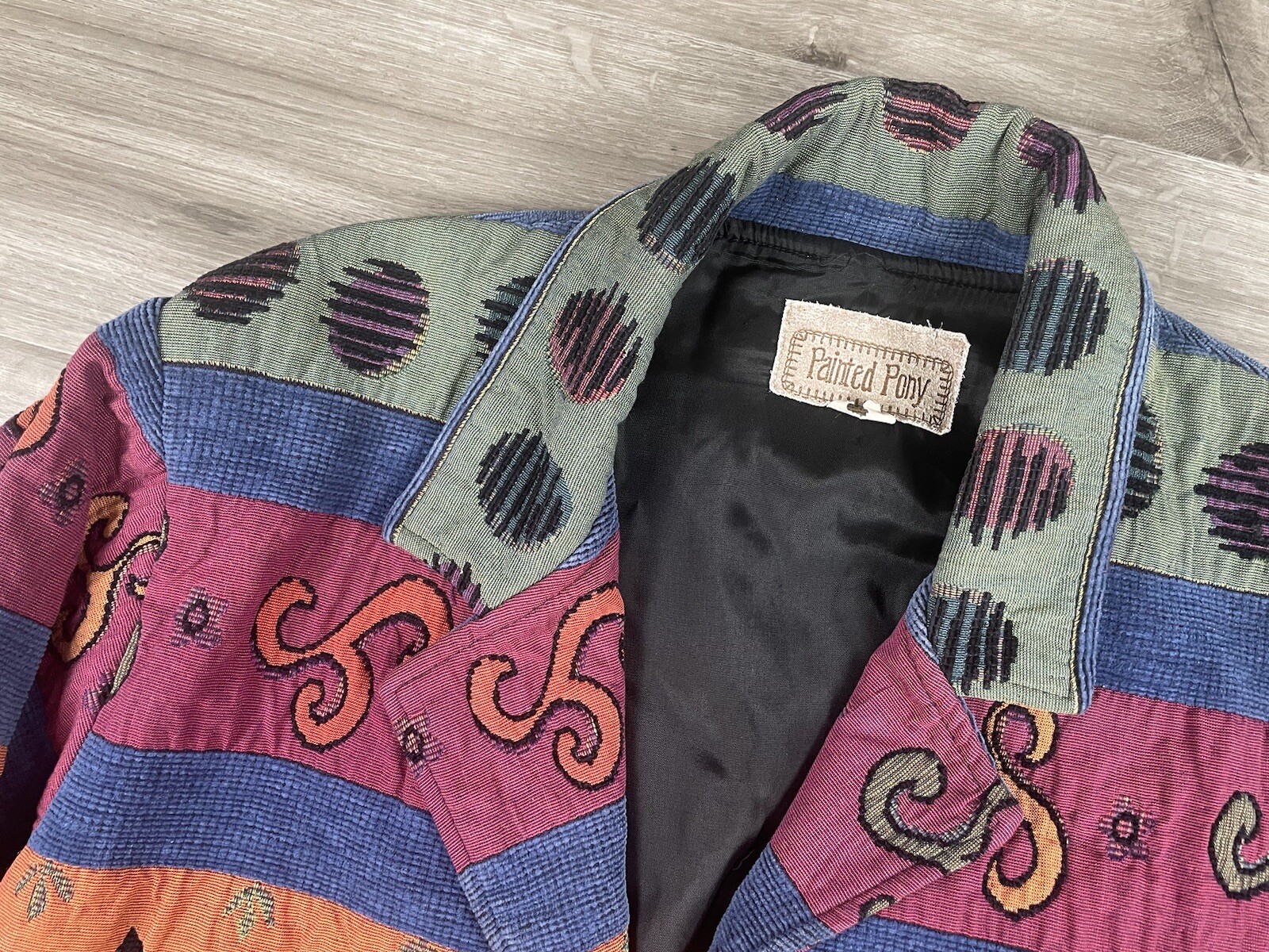 Giacca arazzo pony dipinto vintage donna taglia sconosciuta sud ovest