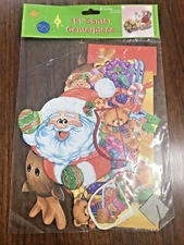 Christmas Paper Die Cut Decoration Santa Sleigh Centerpiece Holiday Retro