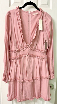 Pink Lana  Ruffle Mini Dress Long Sleeves Size M francesca s  Style:26AS587HW6