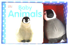 NEW  BOX  DK BABY ANIMALS board book & TOY PENGUIN PLUSH gift set animal babies