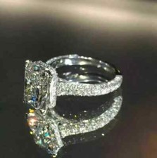 5.00Ct Emerald Cut Lab Created Diamond Engagement Ring Real 925 Sterling Silver