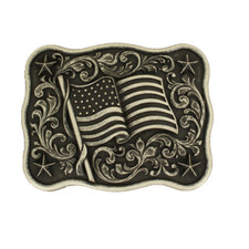 Nocona Mens Pewter American Flag Belt Buckle 37406