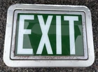 Vintage Lighted Glass Exit Sign - Green And White Glass  Metal Frame Union Made!