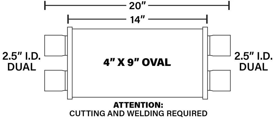 MagnaFlow Performance Exhaust Muffler 11386: 2.5" Inlet/Outlet, 4x9x14" - Image 3 of 4