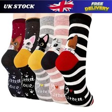 5 Pairs Womens Animal Funny Socks, Cute Cat Dog Cotton Socks Ladies Warm Socks
