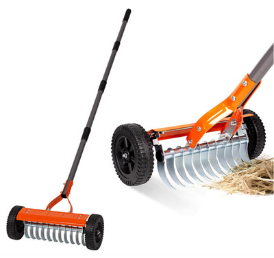 Dethatching Roller Rake with 76.8'' Adjustable Handle, 2mm Stainless Steel Bl...