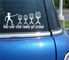 May Your Stick Family Get Probed Alien Funny Decal Sticker Car Wall Decor