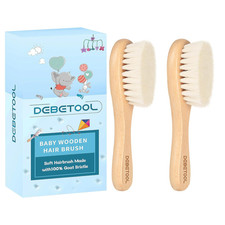 Baby Hair Brush, 2 Packs - Natural Wooden Brush with Premium Goat Bristle, Ideal
