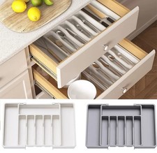 Kitchen Tray Silverware Organizer Cutlery Holder  Spoons Forks Knives GREY