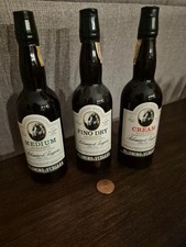 Juego Vintage de 3 Botellas Miniatura Vacías Licor Jerez de España