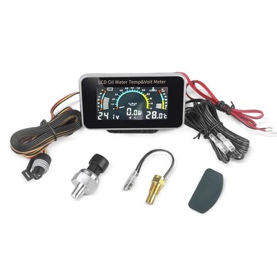 Auto Car LCD Meter Digital Oil Pressure Voltage Water Temperature Gauge 3-in-1