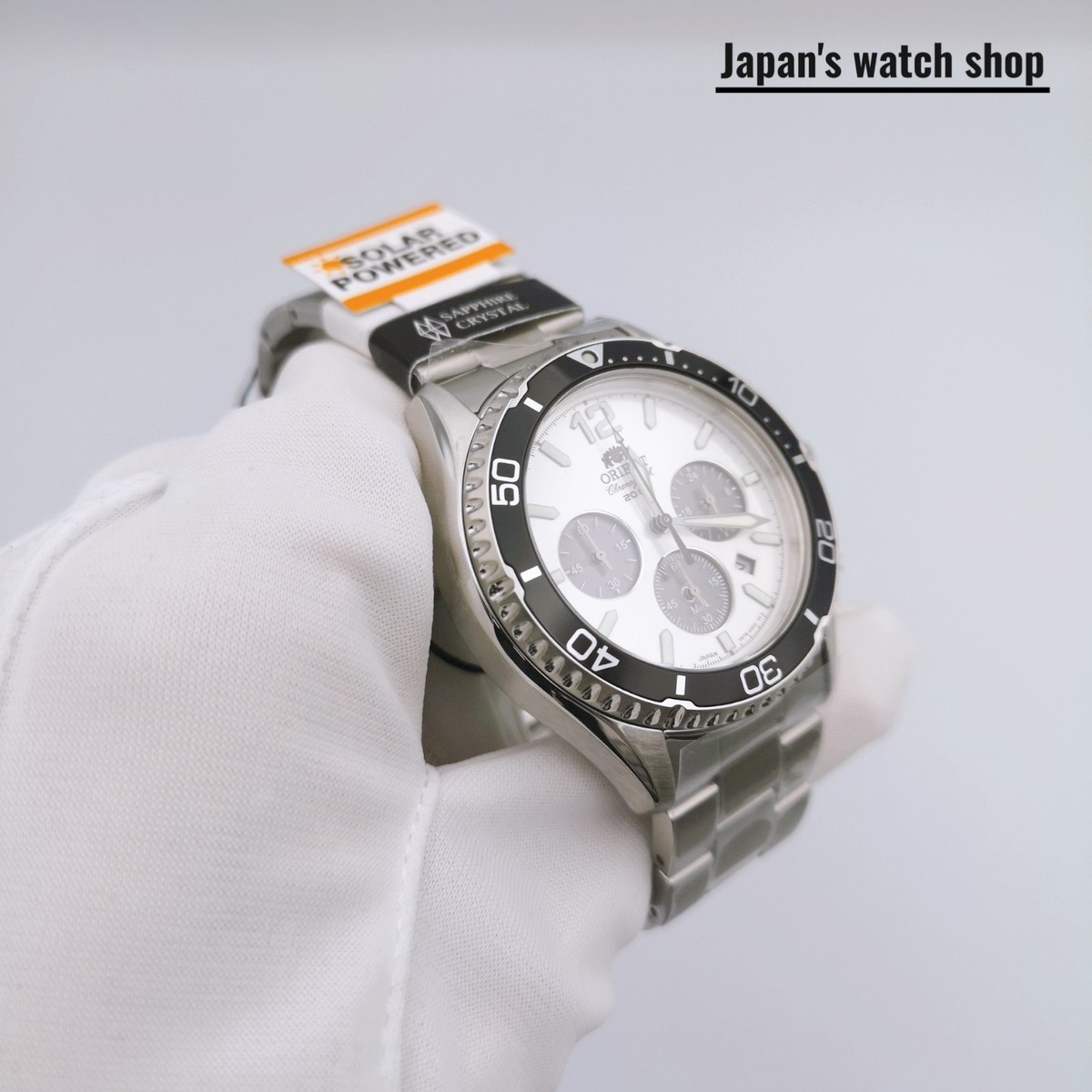 ORIENT Mako RN-TX0203S White Panda Solar Chronograph Men's Watch