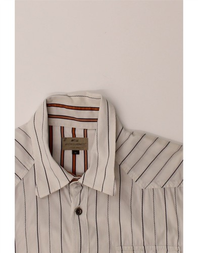 JACK & JONES Mens Graphic Shirt XL White Striped Cotton ZL08 - Picture 3 of 3