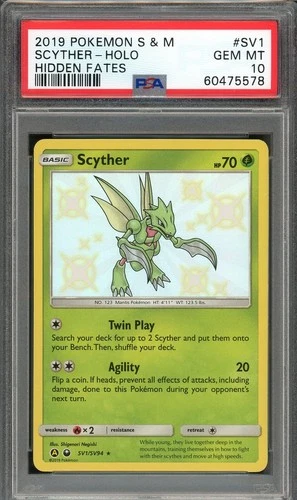 2019 Pokemon SM Hidden Fates Scyther #SV1/SV94 PSA 10 GEM MINT