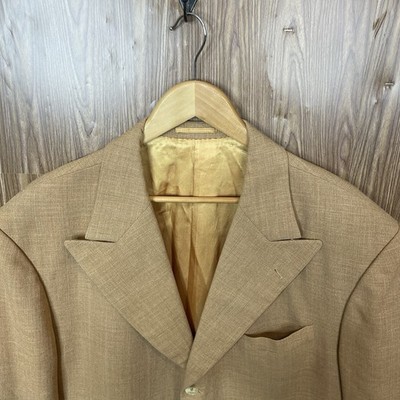 Bespoke Blazer Jacket Mens 44XL Orange Wool Double Vented Surgeons Peak