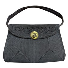 VTG 40 s-50 s Genuine Corde Handbag Clutch Black Textured evening Party Purse