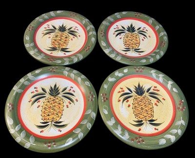 Julie Ueland 2003 Enesco Pineapple & Tomato Plates 10'' (4)