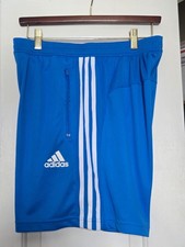 New Adidas Mens AEROREADY Blue Stripe Woven Zip Pocket Shorts HF7189 Medium