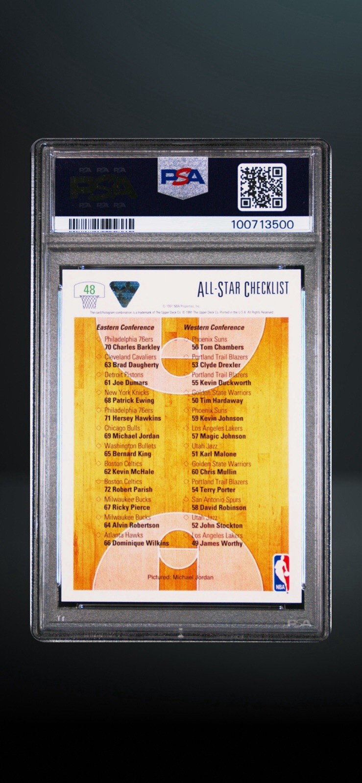 Upper Deck 1991 Michael Jordan All-Star Checklist #48 Bulls PSA 10 view 2
