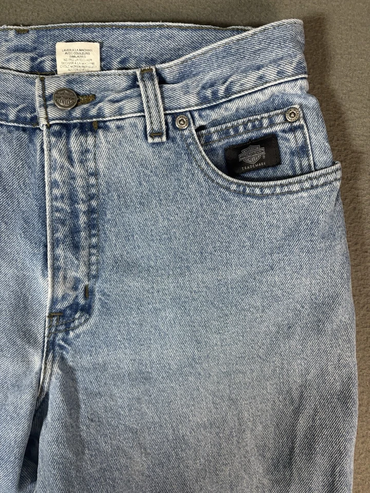 VTG Harley Davidson Jeans Womens 12 Petite Classic Made in USA 90s Light Wash - Image 4 of 4
