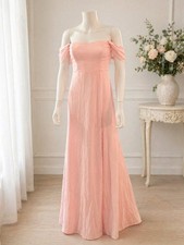 Lulus Blush Pink Off Shoulder Maxi Dress NWT Size S Formal Wedding Guest Gown