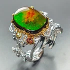 Vintage ring 11 ct Natural Ammolite Ring 925 Sterling Silver Size 8 /R465373