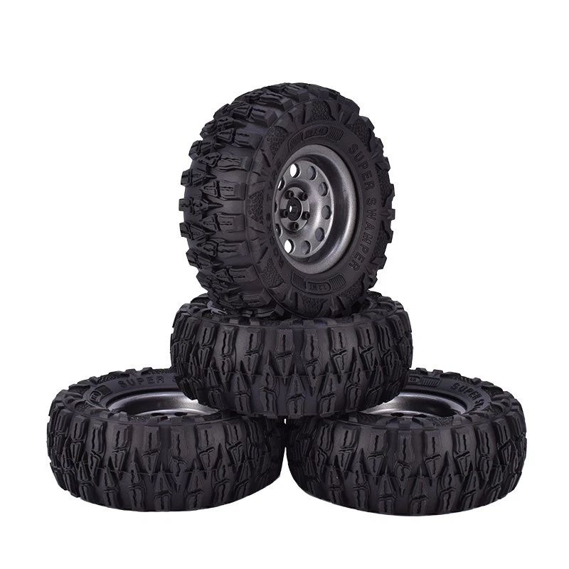 4PCS 2.2In Rubber Tyres w/ Titanium Metal Rim for 1:10 Axial SCX10 TRX-4 RC Car - Bild 3 von 4