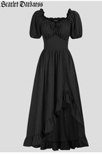 Scarlet Darkness XXL Black Victorian Fairy Pockets Renaissance Hi/Low Dress
