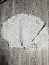 Lululemon Textured Knit Pullover Sweatshirt Gray Size 8 Drawstring Hem