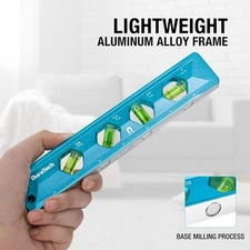 DURATECH 8-Inch Magnetic Torpedo Level with 0°/30°/45°/90° Bubble SAE and Metric