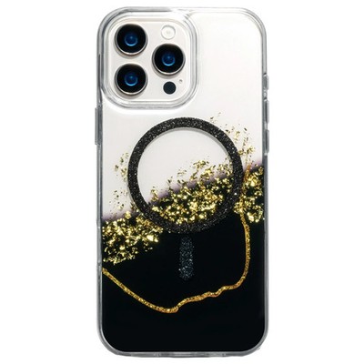 FÜR APPLE IPHONE 16 PRO MAX - Marble mit Mag Safe Tasche Schutz Hülle SCHWARZ
