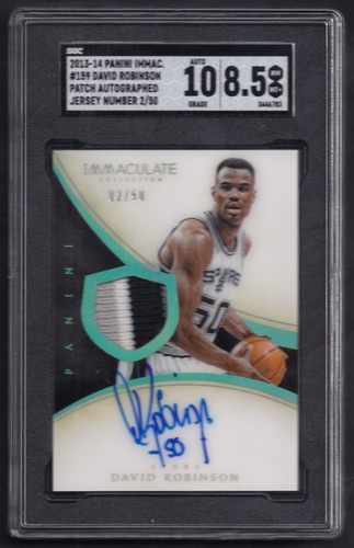 2013-14 PANINI IMMACULATE DAVID ROBINSON GAME-WORN PATCH AUTO # /50 SAN ANTONIO 