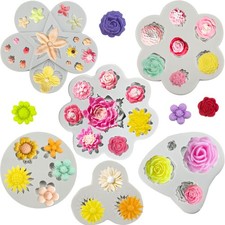 6Pcs Flower Molds Silicone Chocolate Mold Daisy Flower Fondant Cake Mold Rose