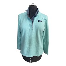 LL Bean Henley Pullover Sweatshirt Mint Green Size M Medium Women Outdoor Gorp