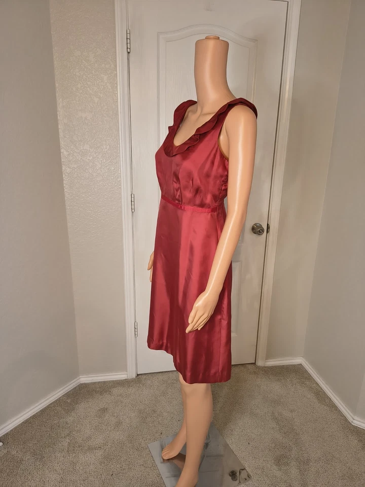 Vestido 100 % seda con volantes borde dinero antiguo preppy granja cottagecore talla 2 -DP33 Foto 4 de 4