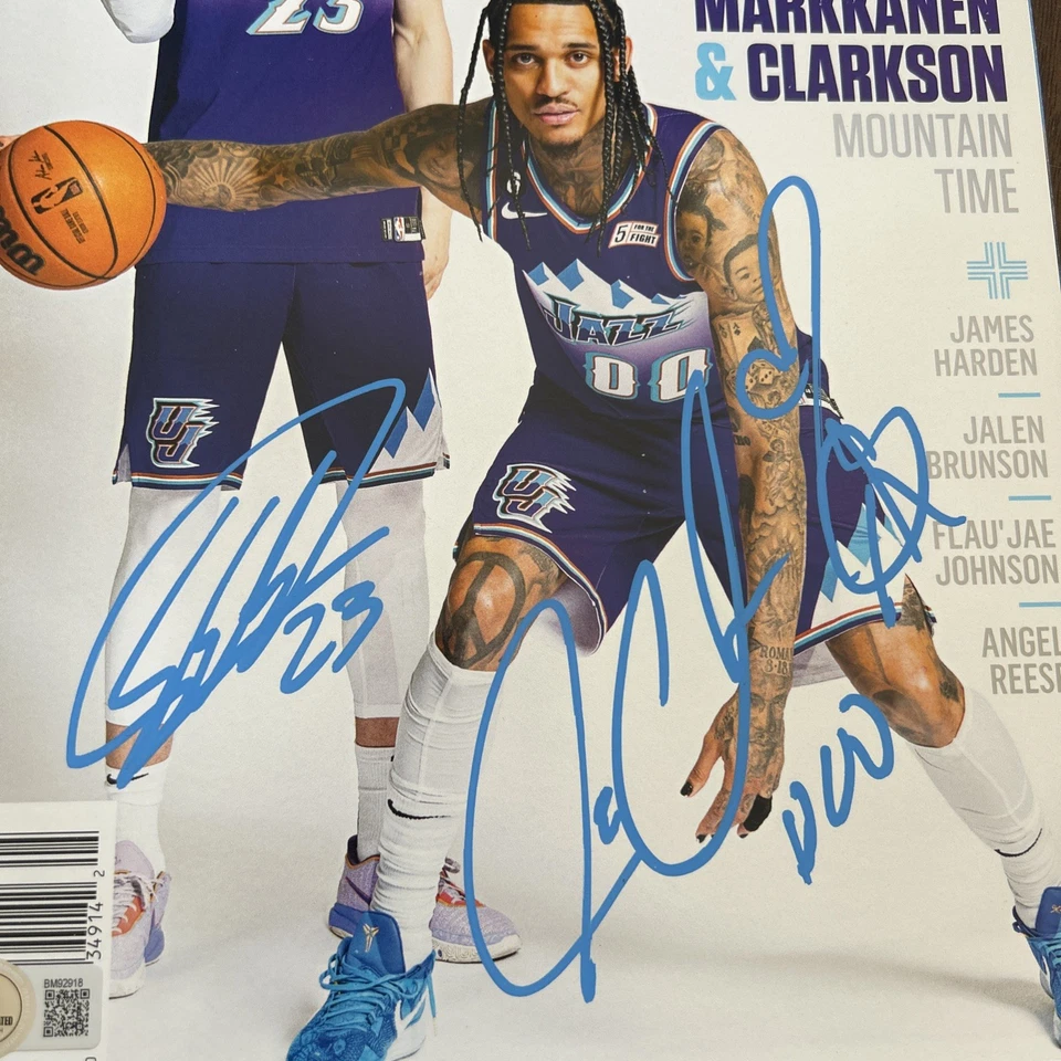 Utah Jazz Lauri Markkanen & Jordan Clarkson Signed Autograph Slam Magazine COA - Image 4 of 4