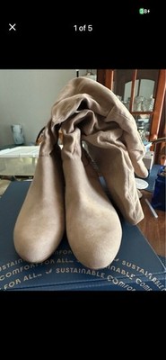 Dr. Scholl's Break Free Women's Taupe Faux Suede Zip Knee High Wedge Boot 7.5M