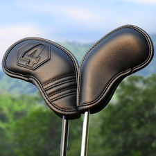 Golf Iron Covers Set 10 Pcs Magnetic Headcovers Classic Black