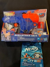 Nerf Elite Shellstrike DS-6 Dart Blaster Gun New in Box 20 Extra Darts Hasbro